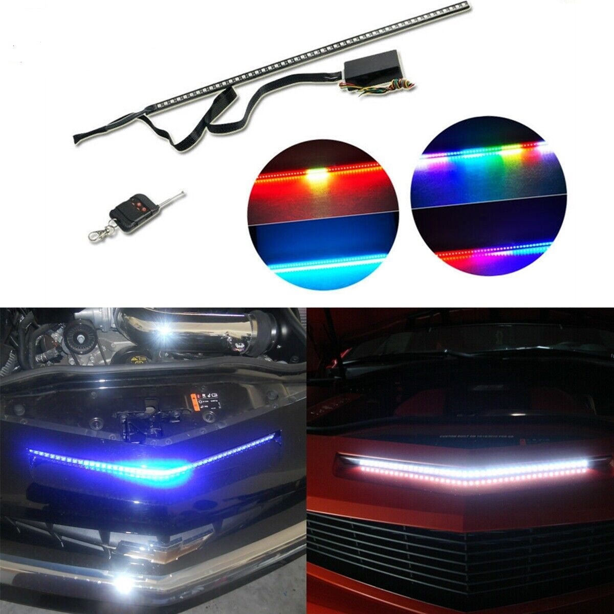 2010-14 Fifth Gen Camaro Mail Slot RGB LED Scanner for Front SS Scoop with Remote Control